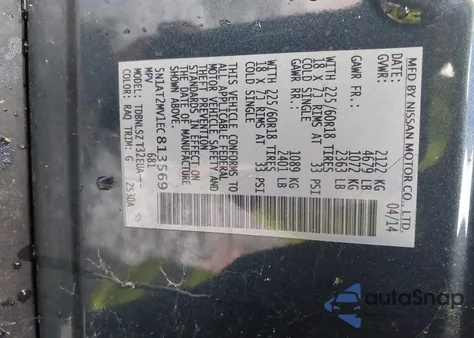 2014 Nissan Rogue Sl from USA, damaged, VIN 5N1AT2MV1EC813569